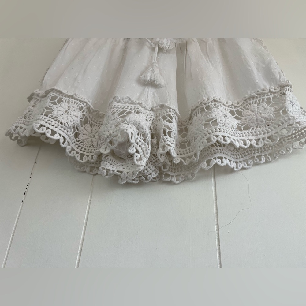 American Eagle White Swiss Dot Crochet Trim White Cotton Shorts Sequins Sz Small - Picture 9 of 13